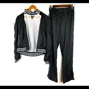 Boston Proper track suit with bomber jacket and ankle zip pants